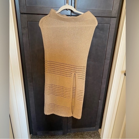 Gold crochet maxi knit skirt NWT - Picture 4 of 6